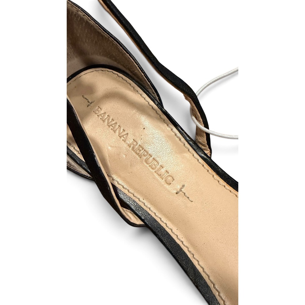 Banana Republic D'Orsay Flats Size 7 Ankle Strap Black White Snakeskin Leather - Picture 5 of 7
